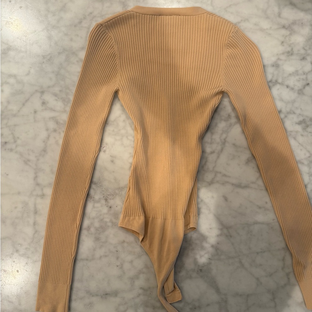 Vici Beige Ribbed Button-Up Bodysuit - Picture 5 of 5